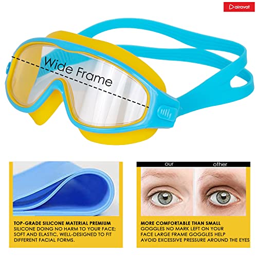 AIRAVAT Macho swimming goggles for Kids Children Teens, polycarbonate goggles, Anti-Fog, Anti-UV, Wide View Swimming Goggles, Free size (Yellow) - Image 5