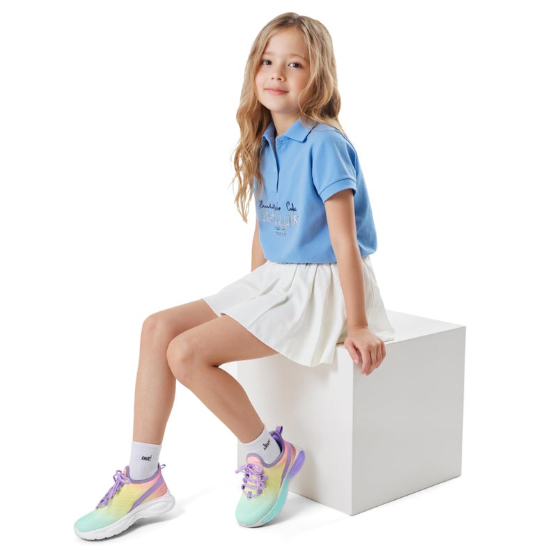 RUNSIDE Girls Lightweight Sneakers Kids Lace-up Tennis Running Shoes, Breathable Walking Shoes for Toddler/Little Kid/Big Kid Gradient Purple - Image 2