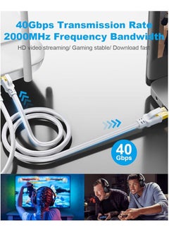 erorex CAT 8 Ethernet Cable, 0.5m High Speed 40Gbps 2000MHz Indoor & Outdoor Network Internet LAN SFTP Patch Cord with Gold Plated RJ45 Connector for Gaming, Router, Modem, Xbox, PCs (0.5m White)  - Image 3