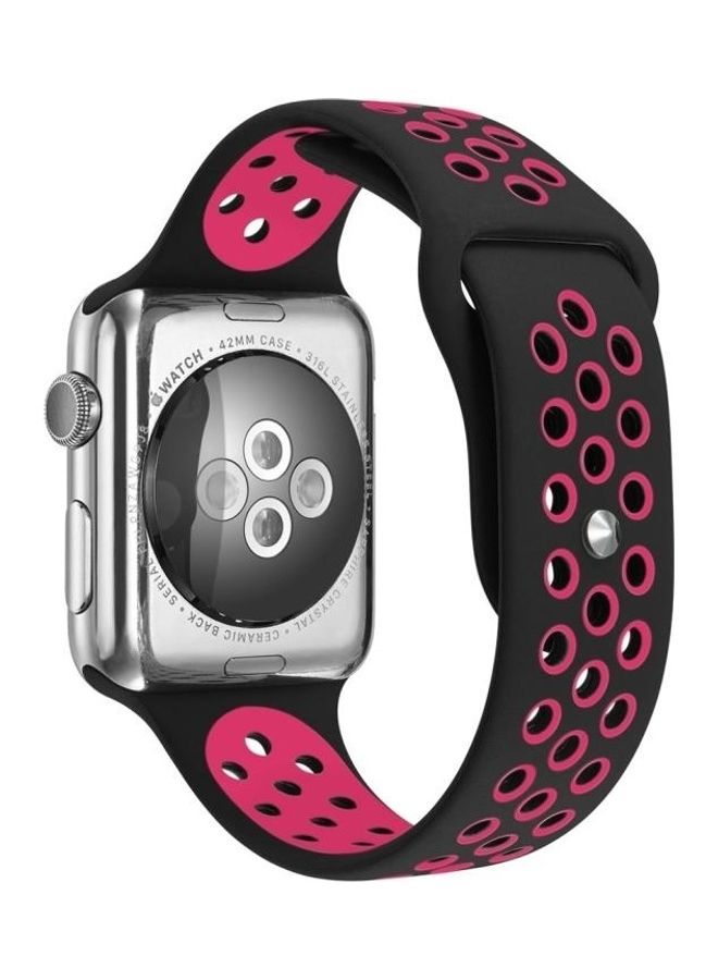 NIBEMINENT Replacement Watchband for Apple Watch Series 1/2/3/4/5/6/SE 40mm/38mm Black/Rose Red - Image 1