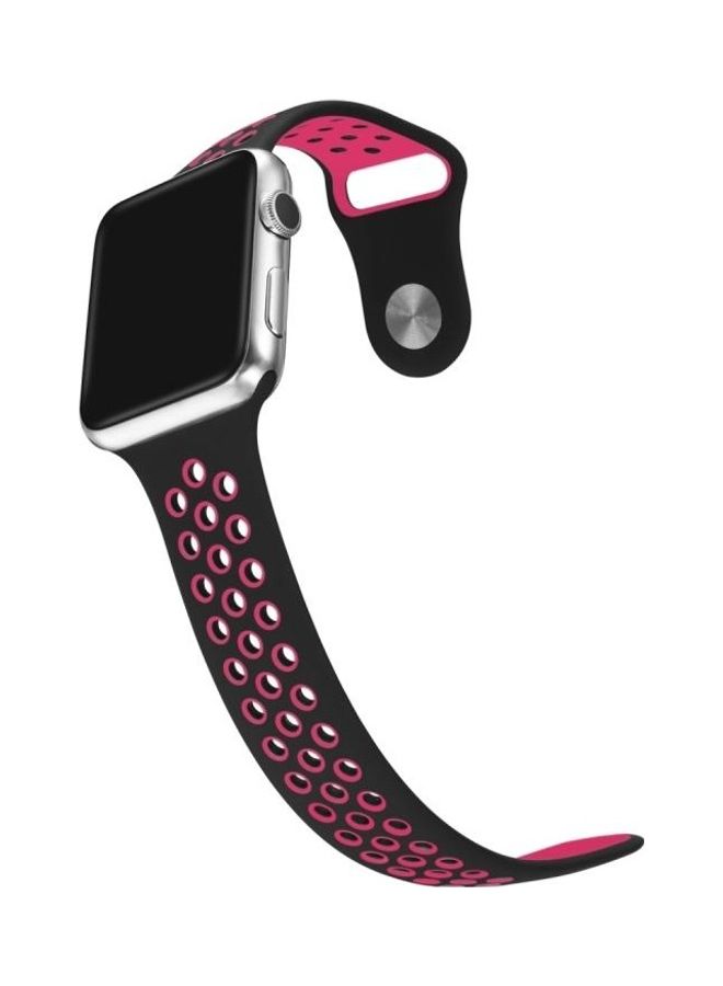 NIBEMINENT Replacement Watchband for Apple Watch Series 1/2/3/4/5/6/SE 40mm/38mm Black/Rose Red - Image 2