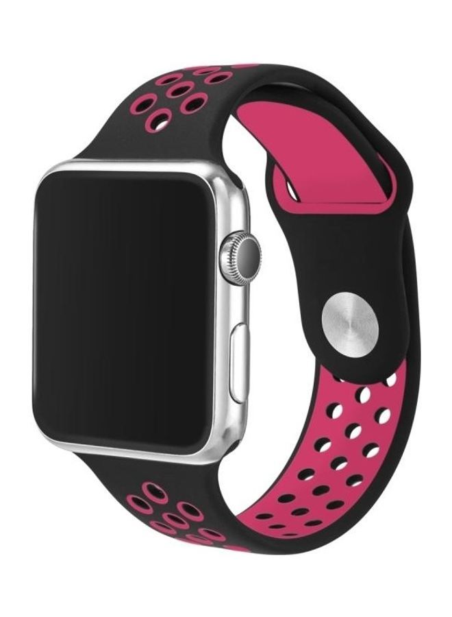 NIBEMINENT Replacement Watchband for Apple Watch Series 1/2/3/4/5/6/SE 40mm/38mm Black/Rose Red - Image 4