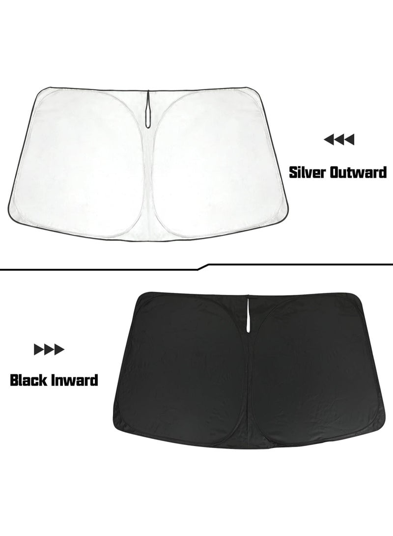 TRASSLE 2 Pack Car Windshield Sun Shade, Universal Cars Sun Shade,140 x 70cm Foldable Auto Interior Sun Protection, Sun Visor Protector Fits for Most Car, Truck, SUV, Keeps Your Vehicle Cool - Image 2