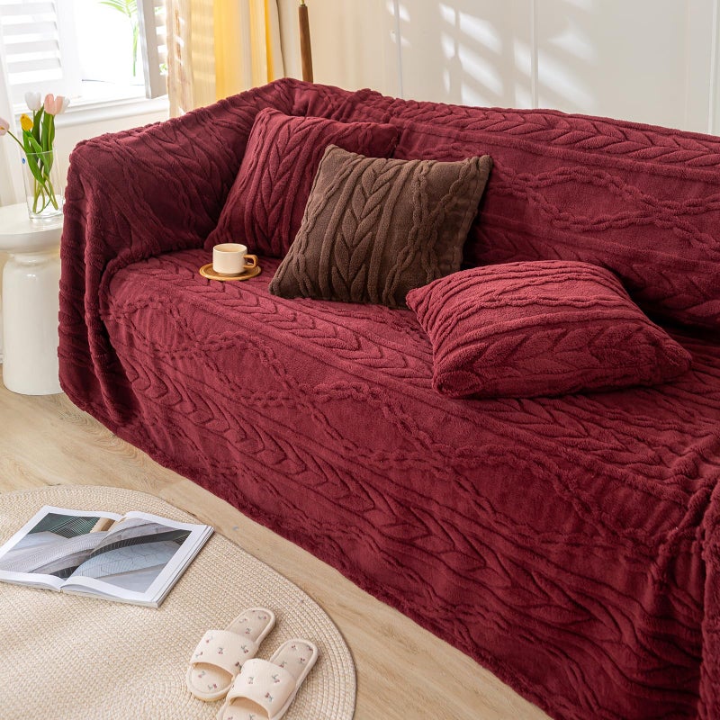 YUSOKI Sherpa Large Throw Blanket Single Layer,Light Weight(1.7lb),370GMS-3D Stylish Design for Gift Home Decor (Burgundy Red,50"x65") - Image 4