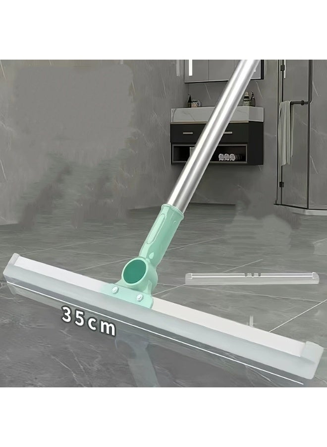 Stainless Steel Floor Wipers 180° Rotatable Magic Rubber Broom Home Squeegee Tool Cleaning Broom Mop for Pet Hair Remover For Cleaning Glass, Fine Dust, Hair, Liquid, Stains Water（35cm）