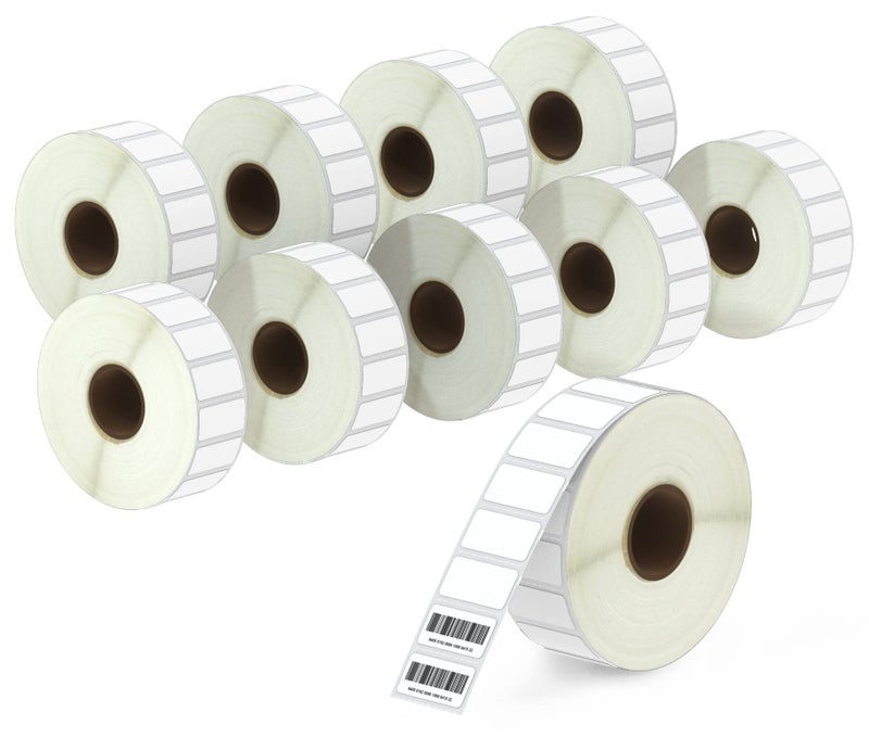 BETCKEY - 1" x 0.5" (25 mm x 13 mm) Small Labels Compatible with Zebra & More Label Printer,Premium Adhesive & Perforated [10 Rolls, 24300 Labels] - Image 1