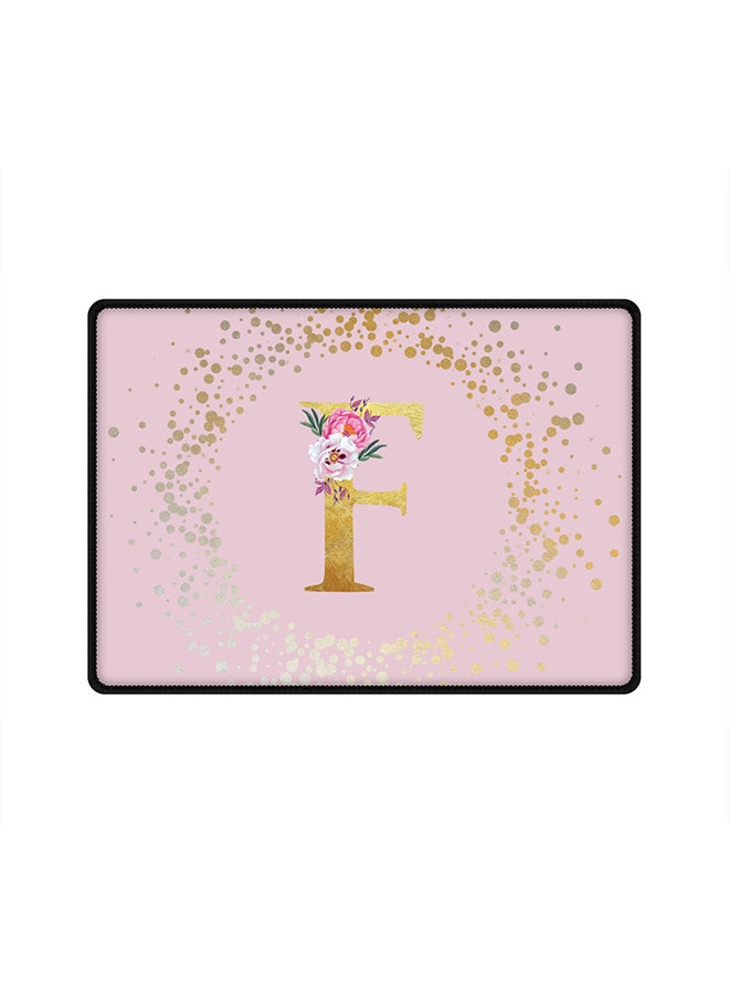 Stylizedd Designer Gaming Mouse Pad  Anti-Skid Mousepad Large Keyboard Mouse Pad Desk Mat Custom Monogram Initial Letter Floral Pattern Alphabet - F  (Pink) - Image 1