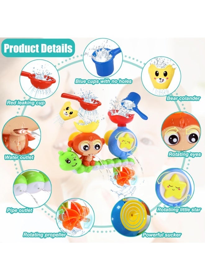 Halamodo Bath Toys for Toddlers Ages 1-3 Year, Lovely Monkey & Caterpillar | Preschool New Born Baby Bathtub Water Toys, 2 Strong Suction Cups - Image 4