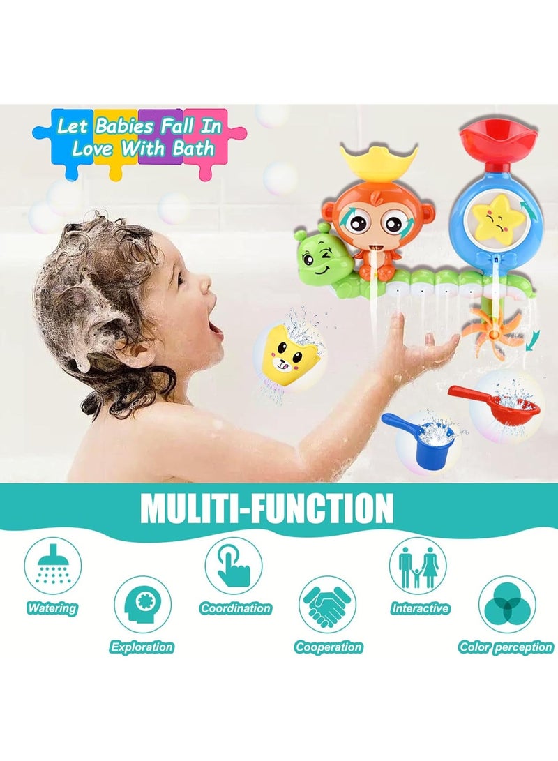 Halamodo Bath Toys for Toddlers Ages 1-3 Year, Lovely Monkey & Caterpillar | Preschool New Born Baby Bathtub Water Toys, 2 Strong Suction Cups - Image 2