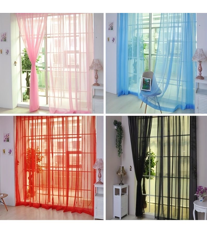 أزرق – قطعتان من ستائر الفوال الزهرية لتزيين النوافذ والأبواب للمنزل مقاس 39×78 بوصة - Image 5