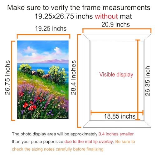 BESCRCL 19.25x26.75 Picture Frame Brown, Poster Frames Wall Hanging, Display Pictures 19.25 x 26.75 without Mat, 1 Pack - Image 2