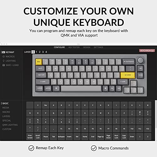 Keychron Q2 Wired Custom Mechanical Keyboard Knob Version, 65% Layout QMK/VIA Programmable Macro with Hot-swappable Gateron G Pro Red Switch Double Gasket Compatible with Mac Windows Linux (Grey) - Image 5