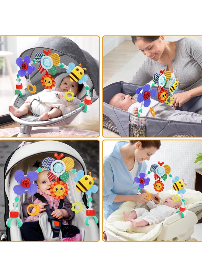 HUANGER - Stroller Arch Toy - Clip On Baby Pram Activity Arch Musical Sensory Toys Crib Bouncer Accessories, Foldable Travel Bassinet Car Seat Toy for Babies Infants Newborn 0 3 6 9 12 Months (Butterfly) - Image 1