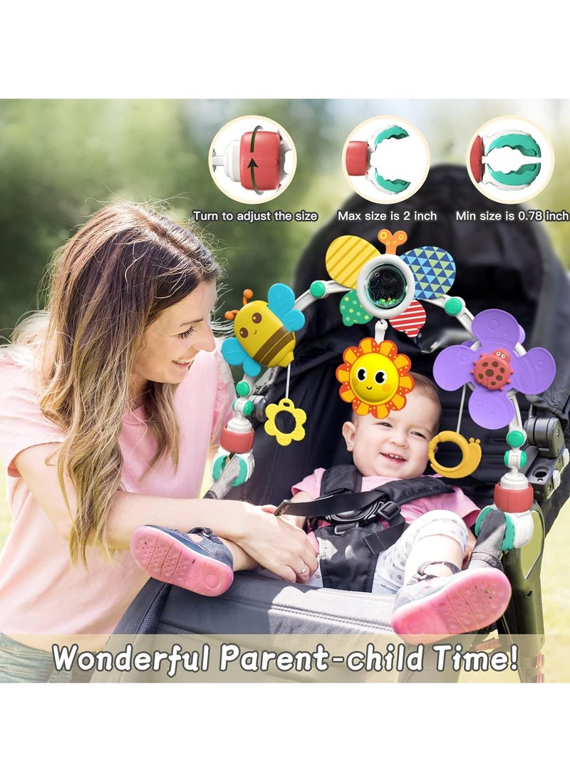 HUANGER - Stroller Arch Toy - Clip On Baby Pram Activity Arch Musical Sensory Toys Crib Bouncer Accessories, Foldable Travel Bassinet Car Seat Toy for Babies Infants Newborn 0 3 6 9 12 Months (Butterfly) - Image 1