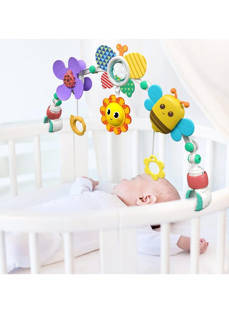 HUANGER - Stroller Arch Toy - Clip On Baby Pram Activity Arch Musical Sensory Toys Crib Bouncer Accessories, Foldable Travel Bassinet Car Seat Toy for Babies Infants Newborn 0 3 6 9 12 Months (Butterfly) - Image 1