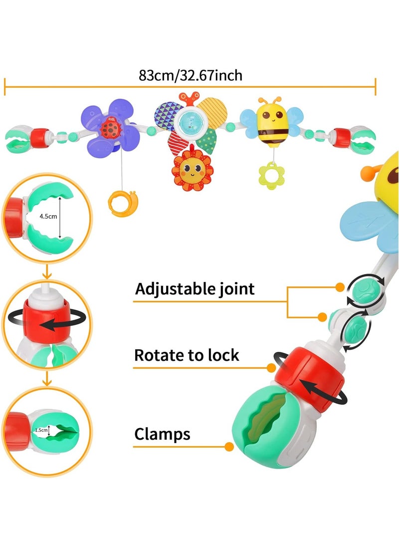 HUANGER - Stroller Arch Toy - Clip On Baby Pram Activity Arch Musical Sensory Toys Crib Bouncer Accessories, Foldable Travel Bassinet Car Seat Toy for Babies Infants Newborn 0 3 6 9 12 Months (Butterfly) - Image 1
