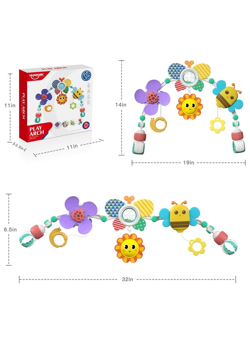HUANGER - Stroller Arch Toy - Clip On Baby Pram Activity Arch Musical Sensory Toys Crib Bouncer Accessories, Foldable Travel Bassinet Car Seat Toy for Babies Infants Newborn 0 3 6 9 12 Months (Butterfly) - Image 1