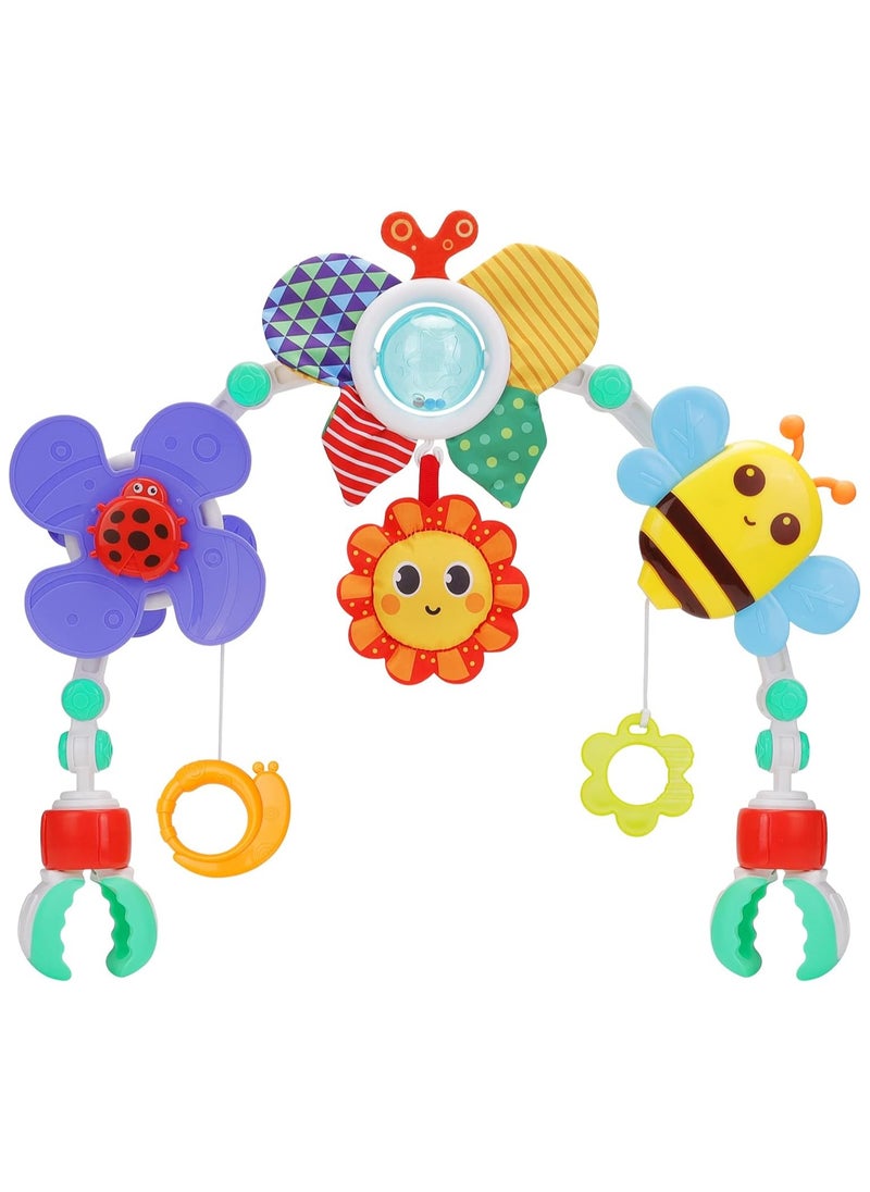 HUANGER - Stroller Arch Toy - Clip On Baby Pram Activity Arch Musical Sensory Toys Crib Bouncer Accessories, Foldable Travel Bassinet Car Seat Toy for Babies Infants Newborn 0 3 6 9 12 Months (Butterfly) - Image 1