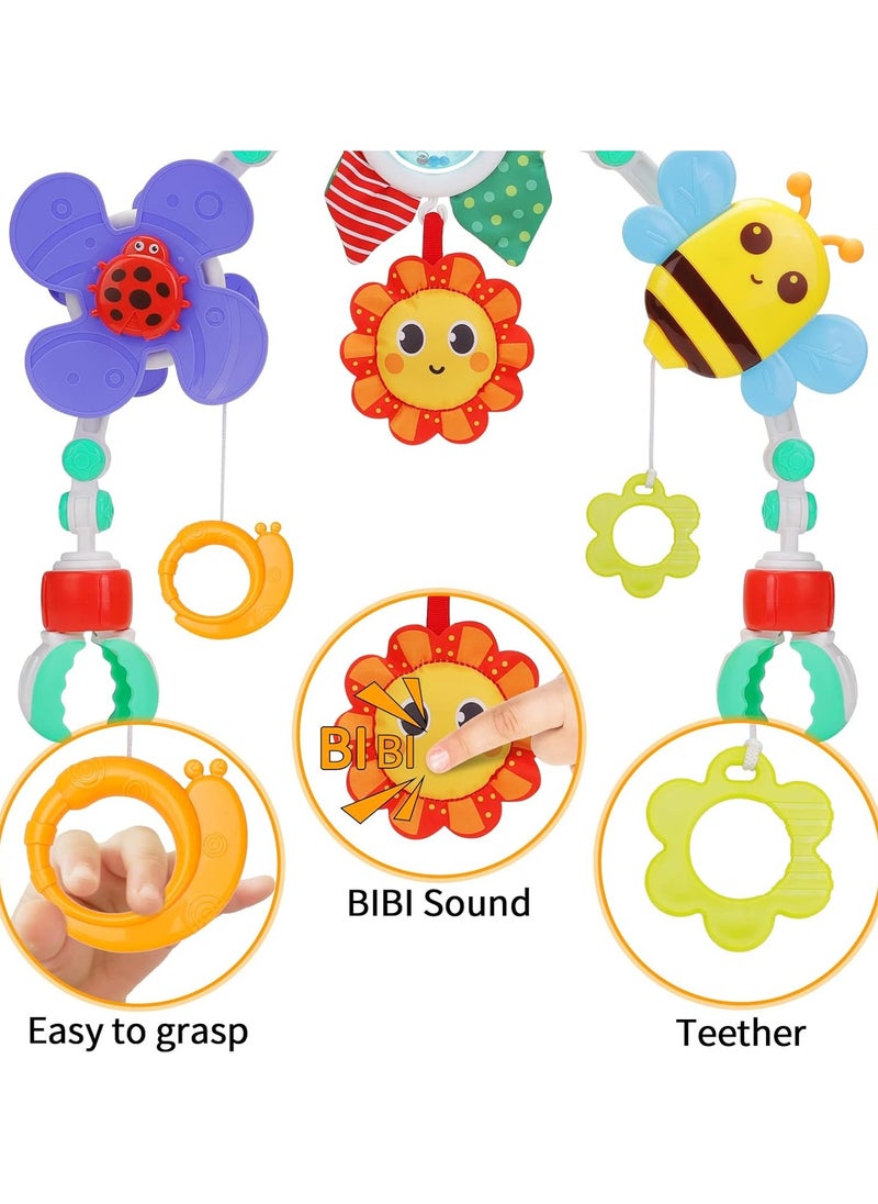 HUANGER - Stroller Arch Toy - Clip On Baby Pram Activity Arch Musical Sensory Toys Crib Bouncer Accessories, Foldable Travel Bassinet Car Seat Toy for Babies Infants Newborn 0 3 6 9 12 Months (Butterfly) - Image 1