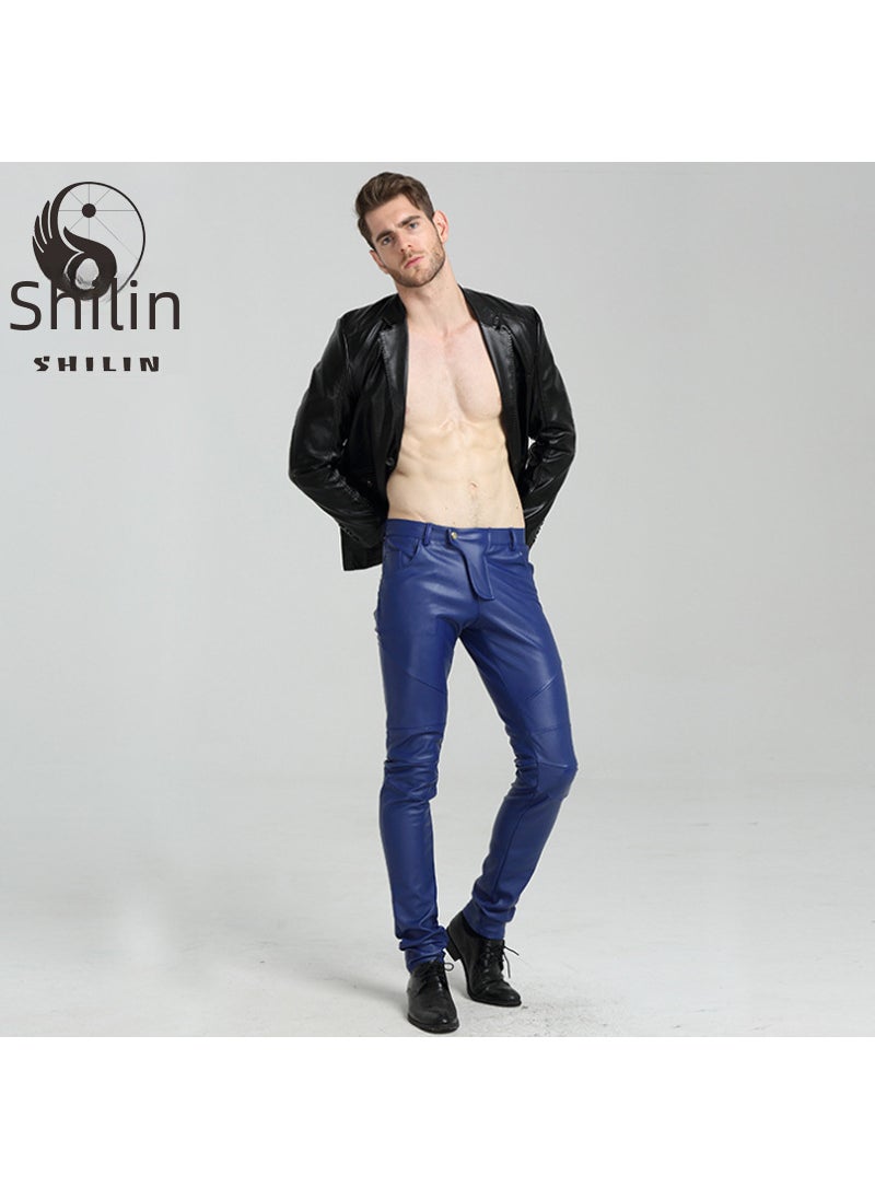 Generic - 2024 Mens Faux Leather Pants Slim Fit Biker White - Image 1