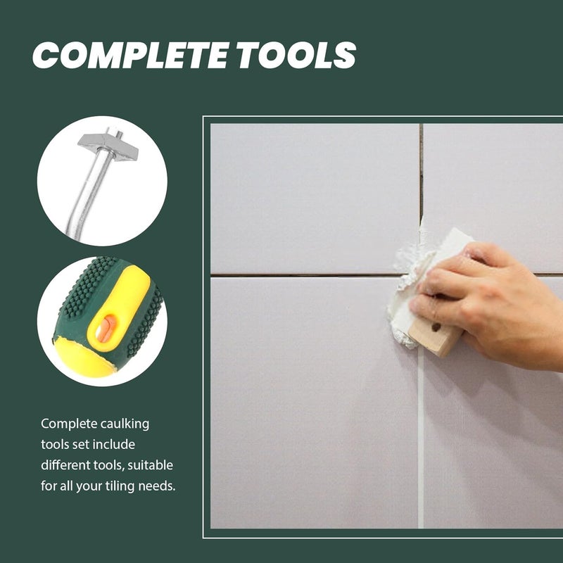 9pcs Caulk Finishing Tool Kit with Metal Ball Tile Joint Pressing Tools for Bathroom Kitchen Floor Tile Grout Repair and Sealant Smoothing - Image 4