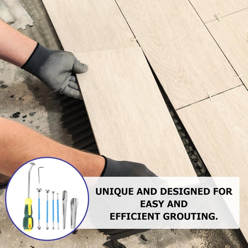 9pcs Caulk Finishing Tool Kit with Metal Ball Tile Joint Pressing Tools for Bathroom Kitchen Floor Tile Grout Repair and Sealant Smoothing - Image 3