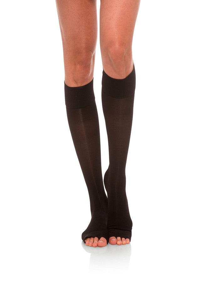 Jomi Compression Knee High Collection, 15-20mmHg Sheer Open Toe 133 (Small, Black) - Image 1