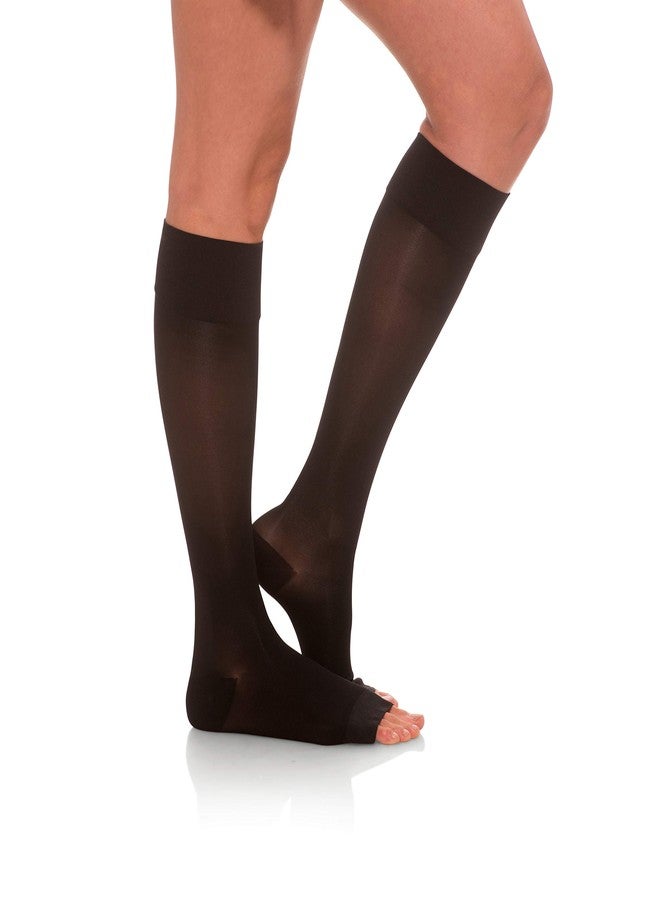 Jomi Compression Knee High Collection, 15-20mmHg Sheer Open Toe 133 (Small, Black) - Image 2