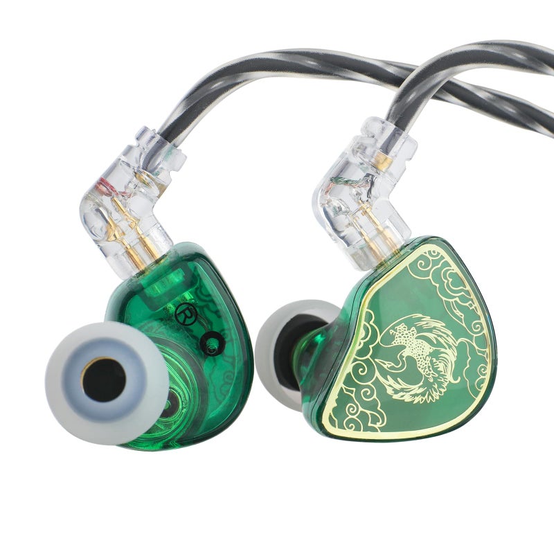Linsoul TANGZU Wan’er S.G HiFi 10mm Dynamic Driver PET Diaphragm in-Ear Earphone with Ergonomic Shape, Detachable Recessed 2Pin OFC Braided Cable for Audiophile Musician DJ Stage(Green, with Mic) - Image 1