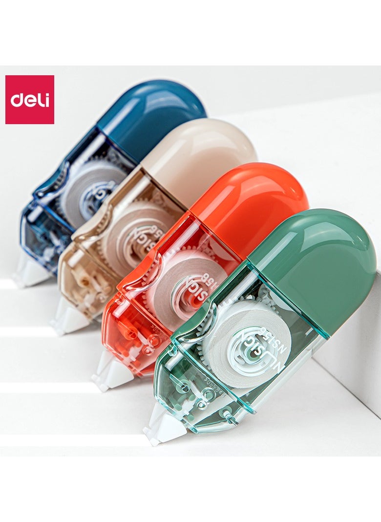 Deli Deli NS156 Clear-Body Correction Tape 5mm×6m with Dual Protective Caps & Ergonomic Grip 