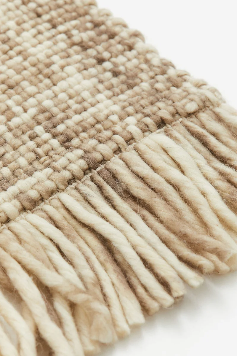 اتش اند ام Fringed Wool-Blend Rug