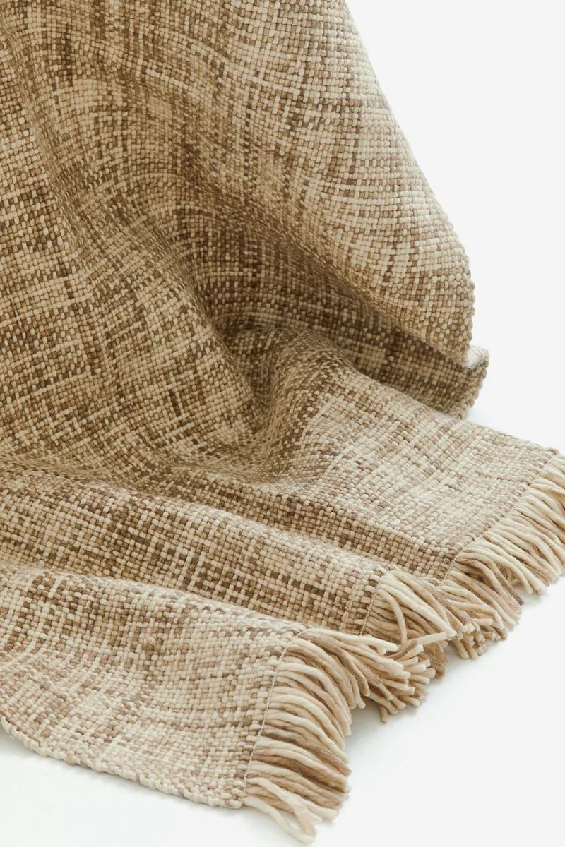اتش اند ام Fringed Wool-Blend Rug