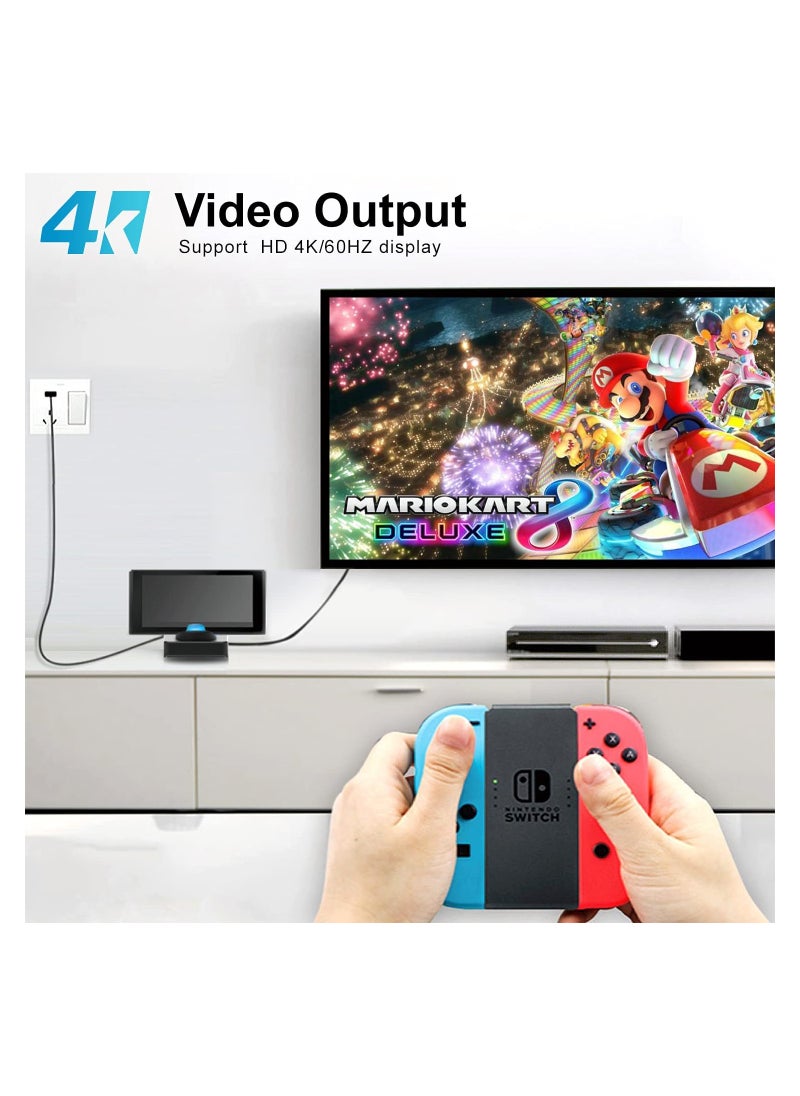 KASTWAVE - محطة إرساء لجهاز نينتندو سويتش، للتبديل إلى محول HDMI، تدعم 4K/60FPS USB 3.0 منفذ شحن محمول RUBU 5 في 1 للتخزين المحمول مناسب للسفر - Image 1