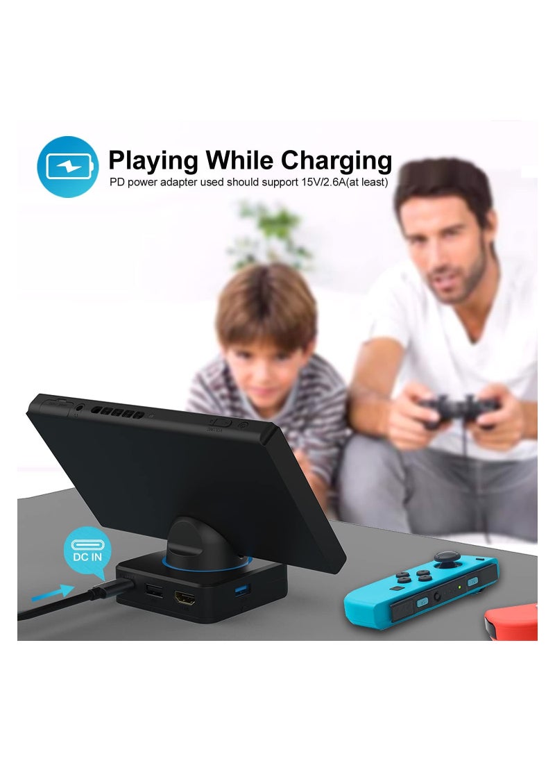 KASTWAVE - محطة إرساء لجهاز نينتندو سويتش، للتبديل إلى محول HDMI، تدعم 4K/60FPS USB 3.0 منفذ شحن محمول RUBU 5 في 1 للتخزين المحمول مناسب للسفر - Image 1