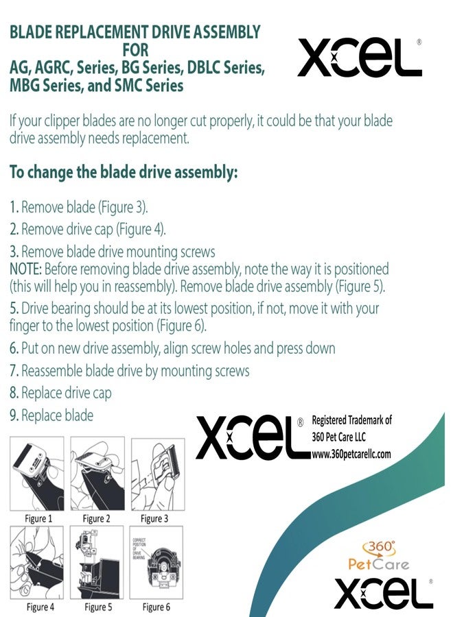 إكسيل استبدال ذراع مجموعة محرك شفرة XCEL لماكينات قص الشعر من نوع Andis (عبوة من قطعتين) - Image 5