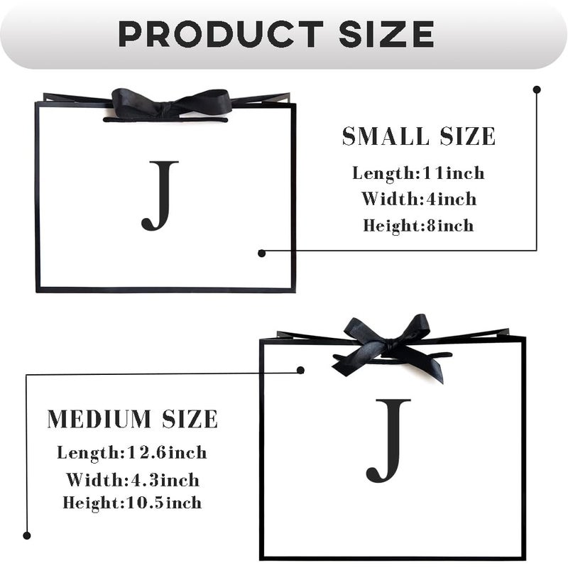 QLSKO Initial Gift Bag with Bow Ribbon Personalized Horizontal Paper Bag Monogrammed Birthday Gifts for Women Men (J-Medium) - Image 2