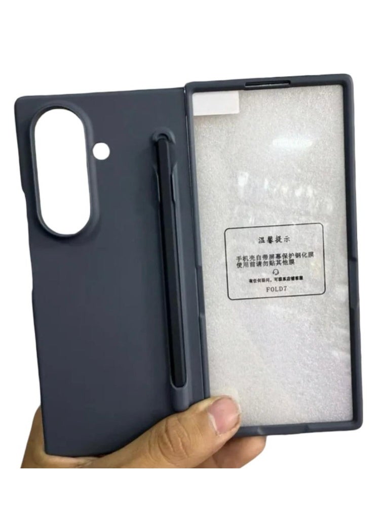 Case Protective case compatible with Samsung Galaxy Z Fold 5, includes S Pen, full glass screen protector, shockproof, polycarbonate cover - Dark Gray