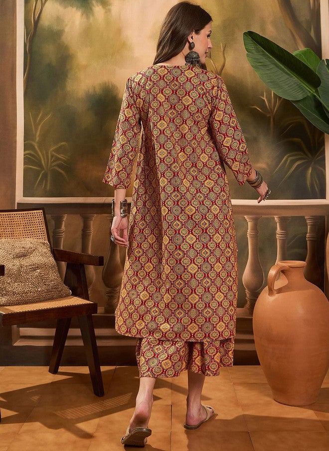 InWeave Women Ethnic Motifs Printed Kurta with Palazzos - Image 5