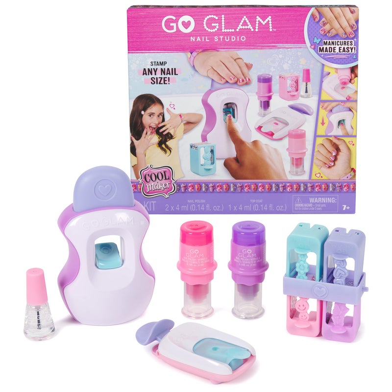 Cool Maker, GO GLAM Studio Nail Kit, Style 200 Nails, 4 Designs, 2 Polish Applicators & Mask (Packaging May Vary), Arts and Crafts for Ages 7 and up - Image 1