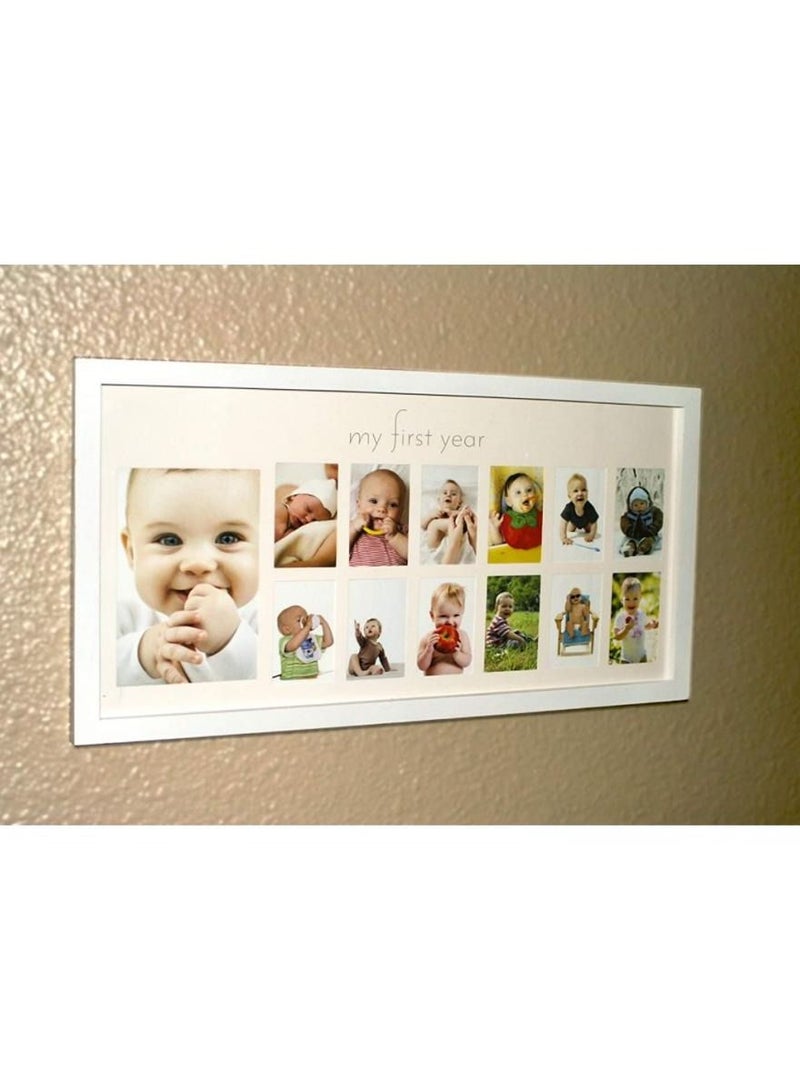 Alissa Baby’s First Year Photo Frame – Elegant White Wooden Keepsake Frame with 12 Monthly Photo Slots – Perfect Memory Gift for Newborns & First Birthdays (White) - Image 5
