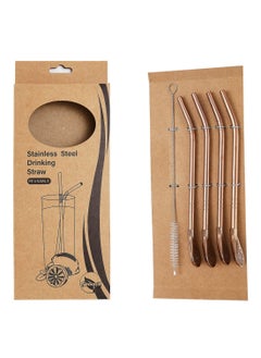 HILUKE Straw with Filtering Spoon 4 PCS Reusable Stainless Steel Drinking Straws with 2 PCS Cleaning Brushes for Yerba Mate Tea Bombilla, Gourd Loose Leaf Tea, Cocktail  - Image 1