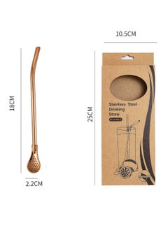 HILUKE Straw with Filtering Spoon 4 PCS Reusable Stainless Steel Drinking Straws with 2 PCS Cleaning Brushes for Yerba Mate Tea Bombilla, Gourd Loose Leaf Tea, Cocktail  - Image 2