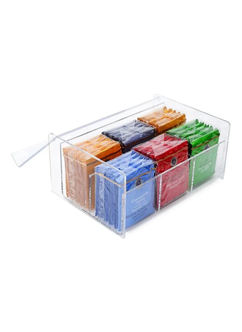 Generic Beauenty Tea Bag Organizer,Stackable Tea Bag Storage with Lid,Coffee and Tea Organizer for Kitchen Pantry Cabinets and Countertops, Holder for Tea Bags,Coffee,Sugar Packets,Condiments,Small Packets + Sticker  - Image 1
