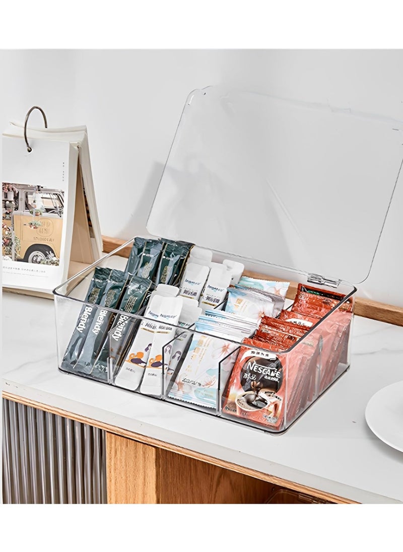 Generic Beauenty Tea Bag Organizer,Stackable Tea Bag Storage with Lid,Coffee and Tea Organizer for Kitchen Pantry Cabinets and Countertops, Holder for Tea Bags,Coffee,Sugar Packets,Condiments,Small Packets + Sticker  - Image 5