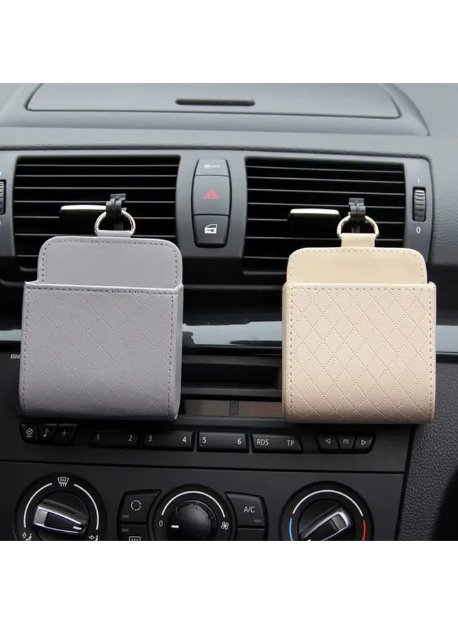 Gray Car Air Vent Phone Holder And Organizer With Cup Key Tissue Pocket - Image 4