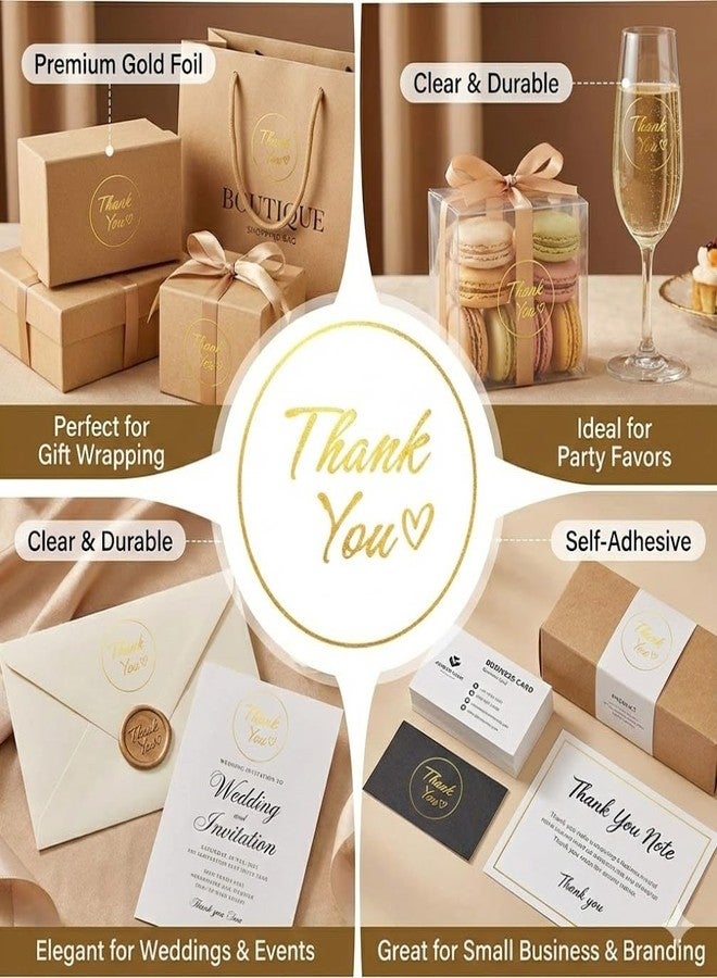 IBAKE 1.5 Inch Clear Thank You Stickers Roll - 500 PCS Gold Foil Script, Waterproof Transparent Adhesive Labels for Small Business Packaging, Gift Bags, Envelopes, Weddings & Events - Image 3