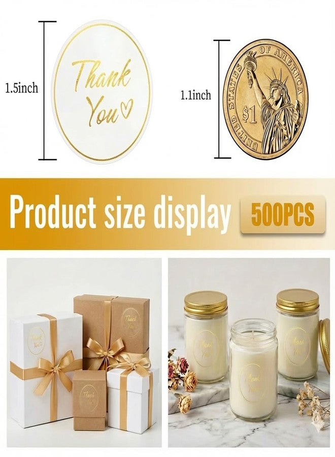 IBAKE 1.5 Inch Clear Thank You Stickers Roll - 500 PCS Gold Foil Script, Waterproof Transparent Adhesive Labels for Small Business Packaging, Gift Bags, Envelopes, Weddings & Events - Image 2