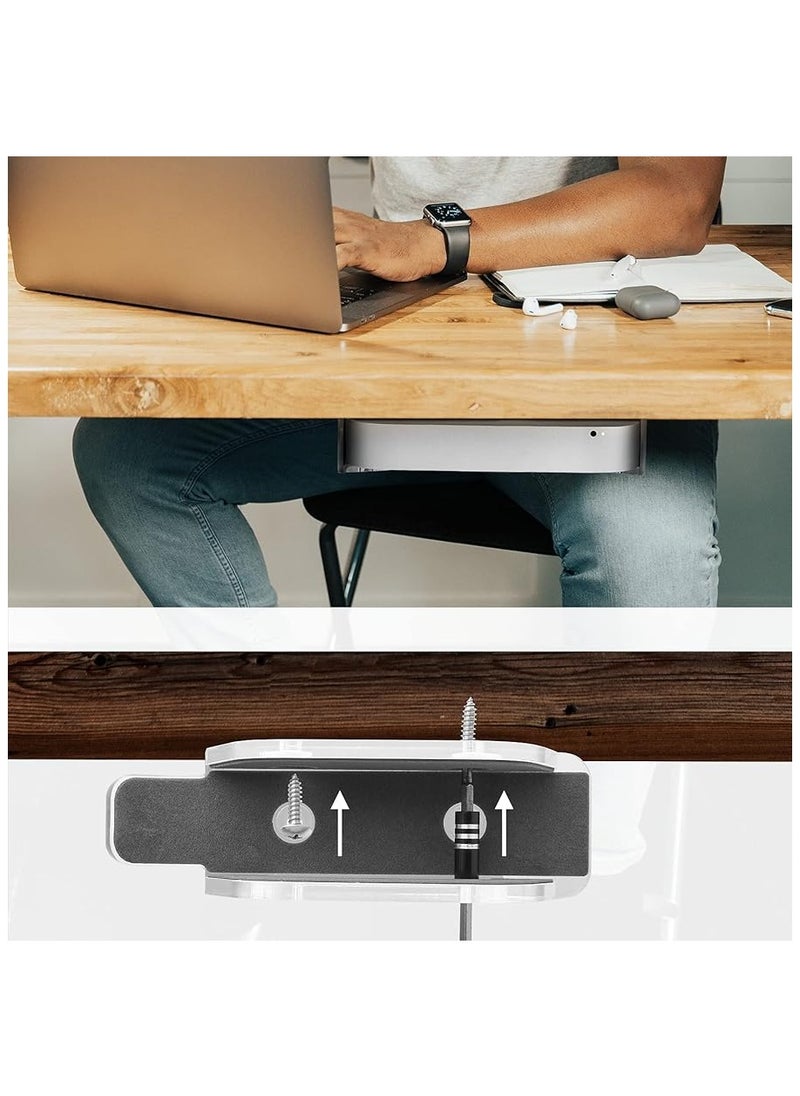 Vertical Desktop Stand  , Acrylic Scratchproof Wall Mount Holder Under Desk Mount Dock for Mac Mini with Anti-Scratch Felt with Heat Dissipation