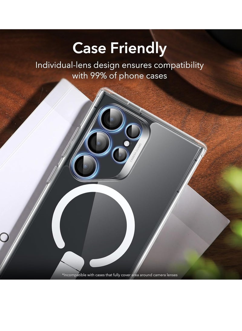 ELTRAZONE حامي عدسة كاميرا سامسونج جالاكسي S24 ألترا، حمايات عدسات فردية، زجاج مقسى فائق النحافة مقاوم للخدش مع حواف من الألمنيوم، متوافق مع غلاف جالاكسي S24 ألترا، مجموعة واحدة، أسود - Image 4
