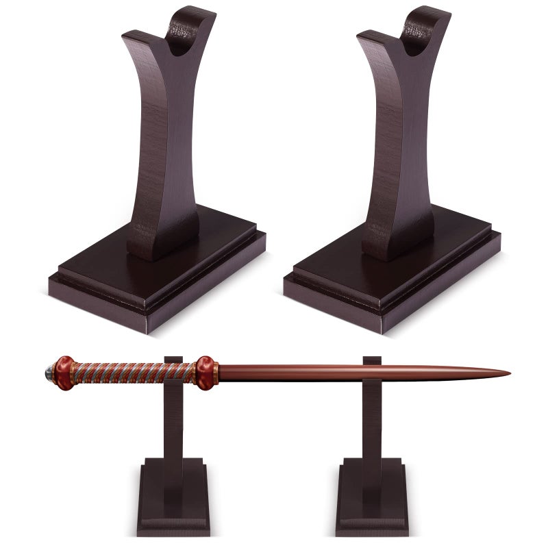 Shellwei Wizard Wand Stand Display Wood Wand Holder Sword Stand Display Shelf for Collectibles Wizard Home Office Halloween Decor